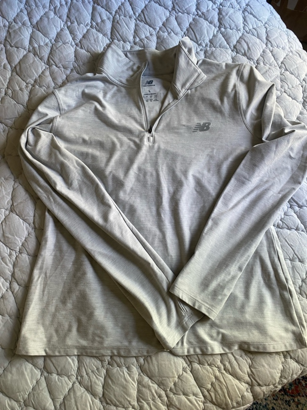 New Balance Heathered Beige Quarter-Zip Pullover